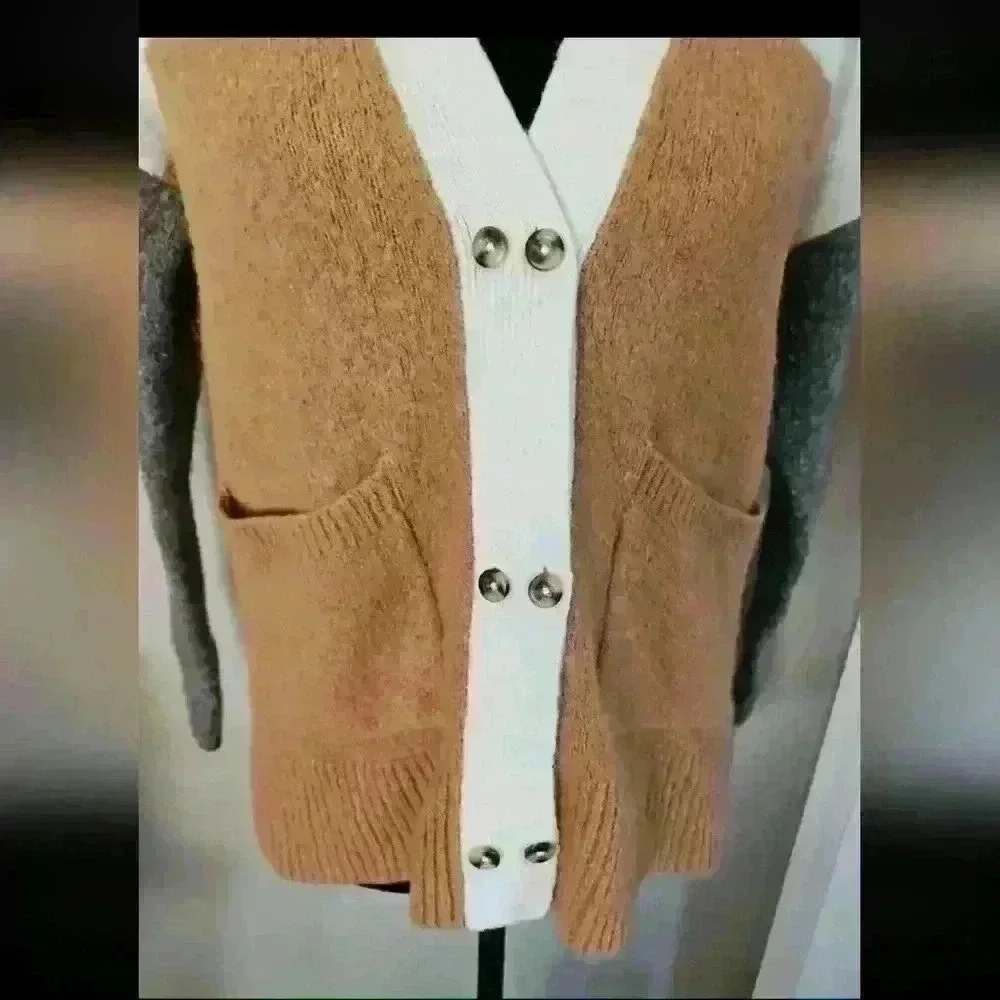 Madewell Womens Allston Double-Button Cardigan Sweater in Colorblock S - Picture 7 of 15